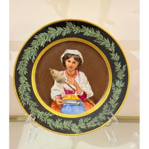 An Antique Neapolitan Plate From The 19th Century.