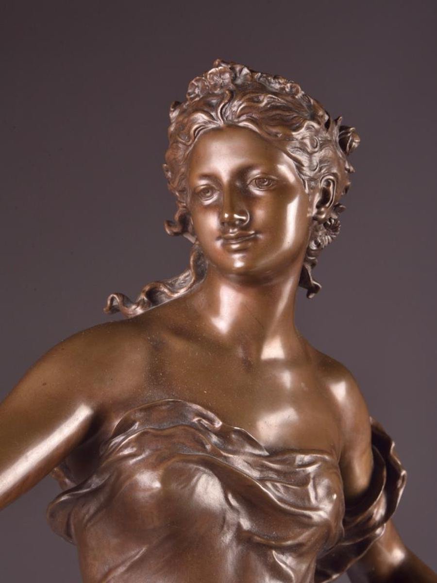 19th Century French Bronze Sculpture Representative Flora, Gustave Michel And F. Barbedienne-photo-2