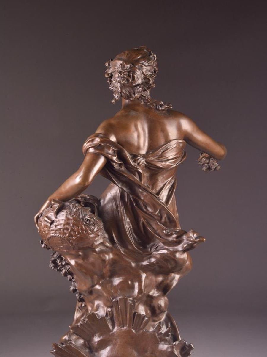 19th Century French Bronze Sculpture Representative Flora, Gustave Michel And F. Barbedienne-photo-3