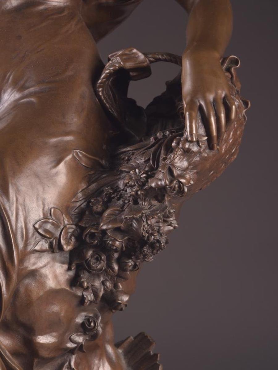 19th Century French Bronze Sculpture Representative Flora, Gustave Michel And F. Barbedienne-photo-4
