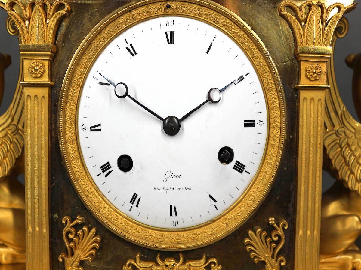 Early 19th Century Empire Bronze Mantle/table Clock (1810) Featuring Apollo And Orpheus-photo-2