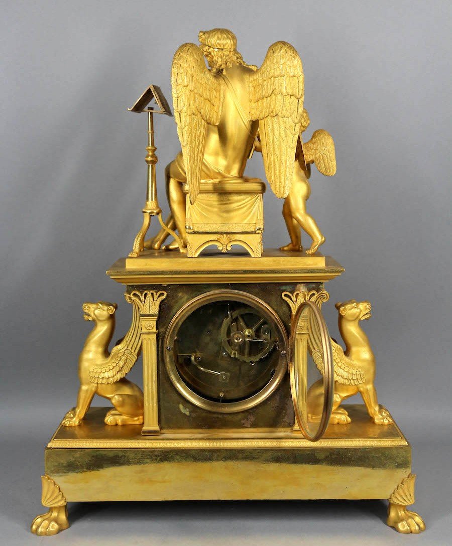 Early 19th Century Empire Bronze Mantle/table Clock (1810) Featuring Apollo And Orpheus-photo-6