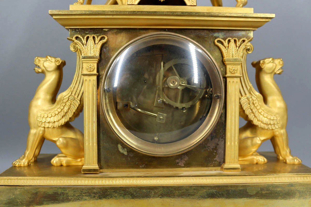 Early 19th Century Empire Bronze Mantle/table Clock (1810) Featuring Apollo And Orpheus-photo-7