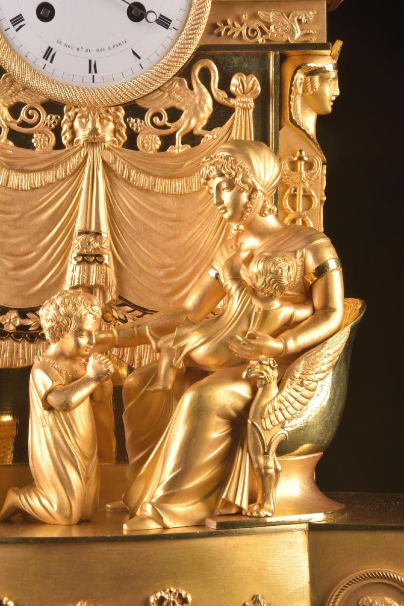 Pendule Empire 19ème Siècle Français Bronze Doré Et Ormolu Antique Royal Tribute-photo-1