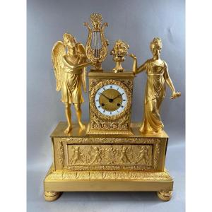 Magnifique Horloge En Bronze De l'Empire Français De 1810