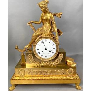 Majestic 1810 Empire Table / Chimney Clock In Ormolu Bronze