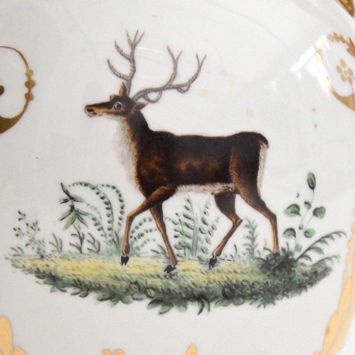 Cafetière Empire En Porcelaine De Nymphenburg à Décor Lion Et Cerf 1815-1820-photo-2