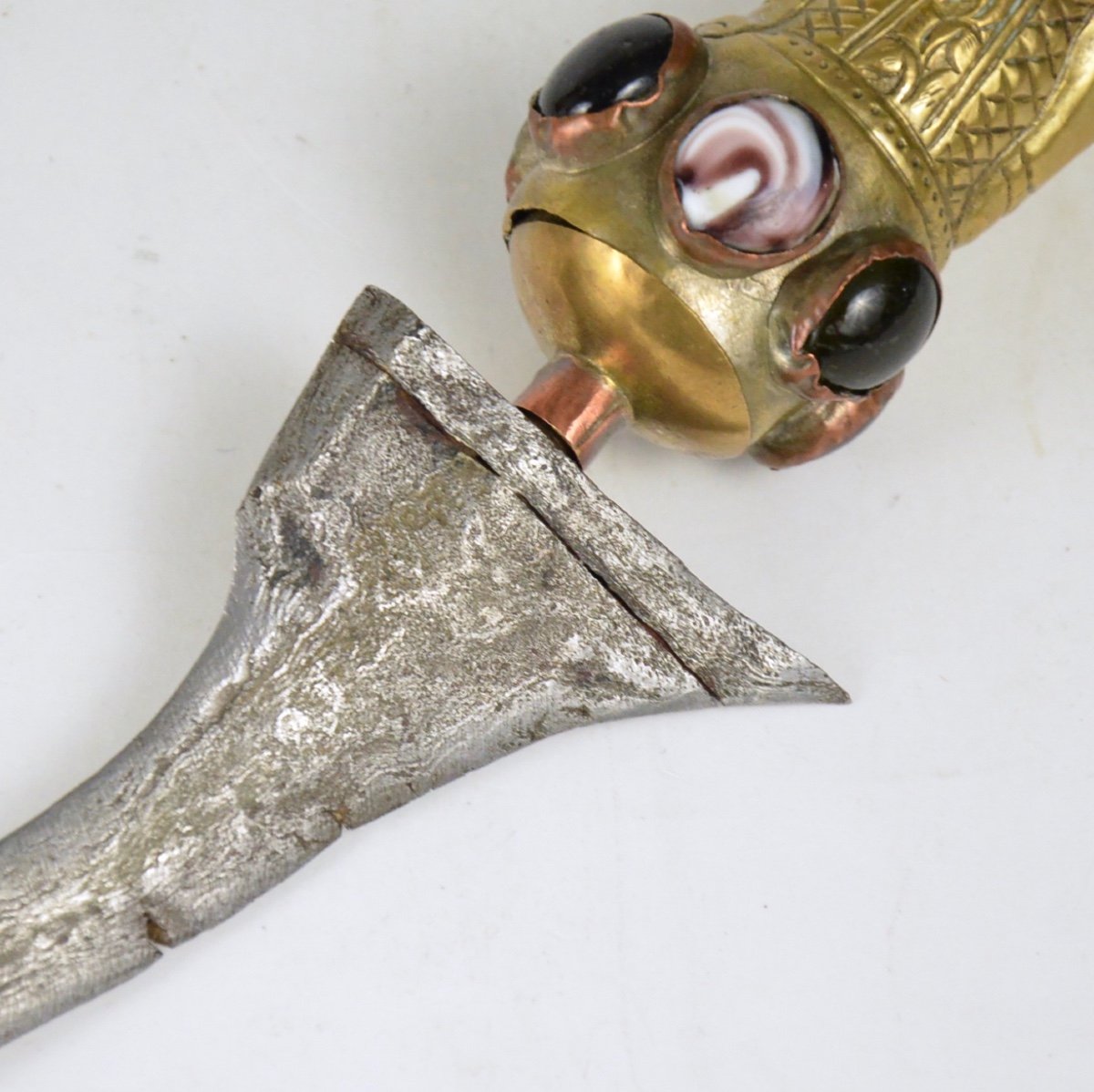 Indonesian Kriss And Its Scabbard Pommel In The Shape Of A Character Copper And Stones-photo-5