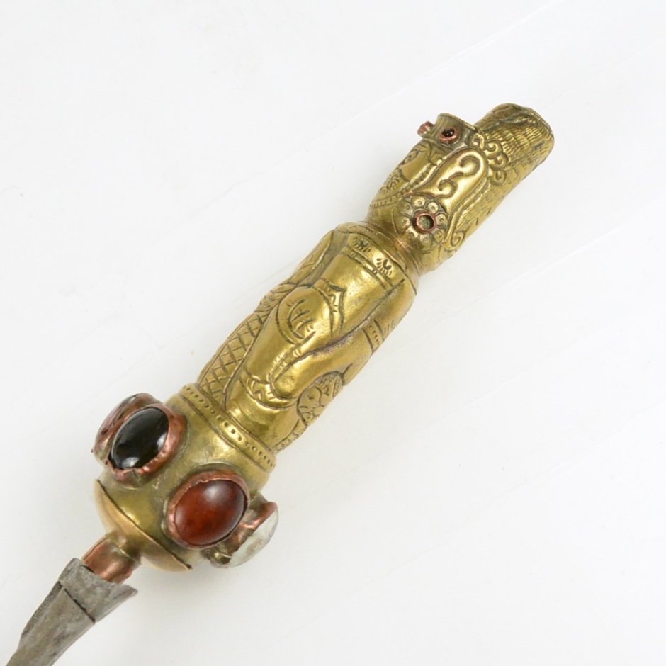 Indonesian Kriss And Its Scabbard Pommel In The Shape Of A Character Copper And Stones-photo-8
