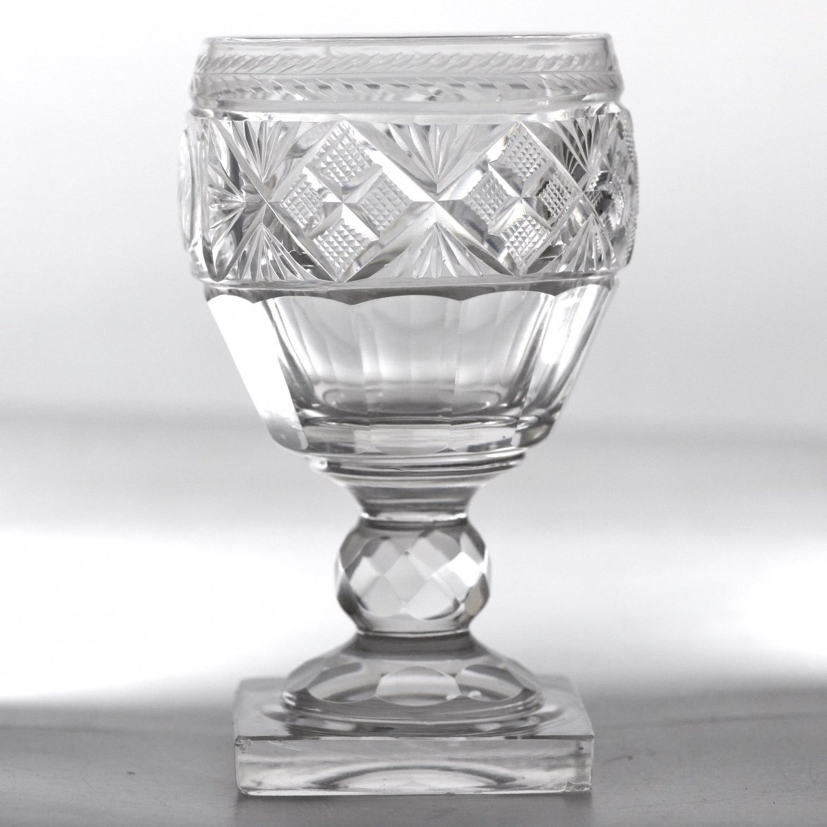 Charles X Goblet In Cut Crystal Monogrammed Jw 1824-photo-3