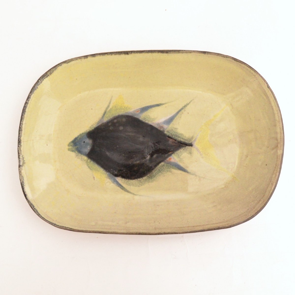 Roger Somville (1923-2014) Ceramic Dish With Enamelled Cover Fish Decor Atelier De Dour