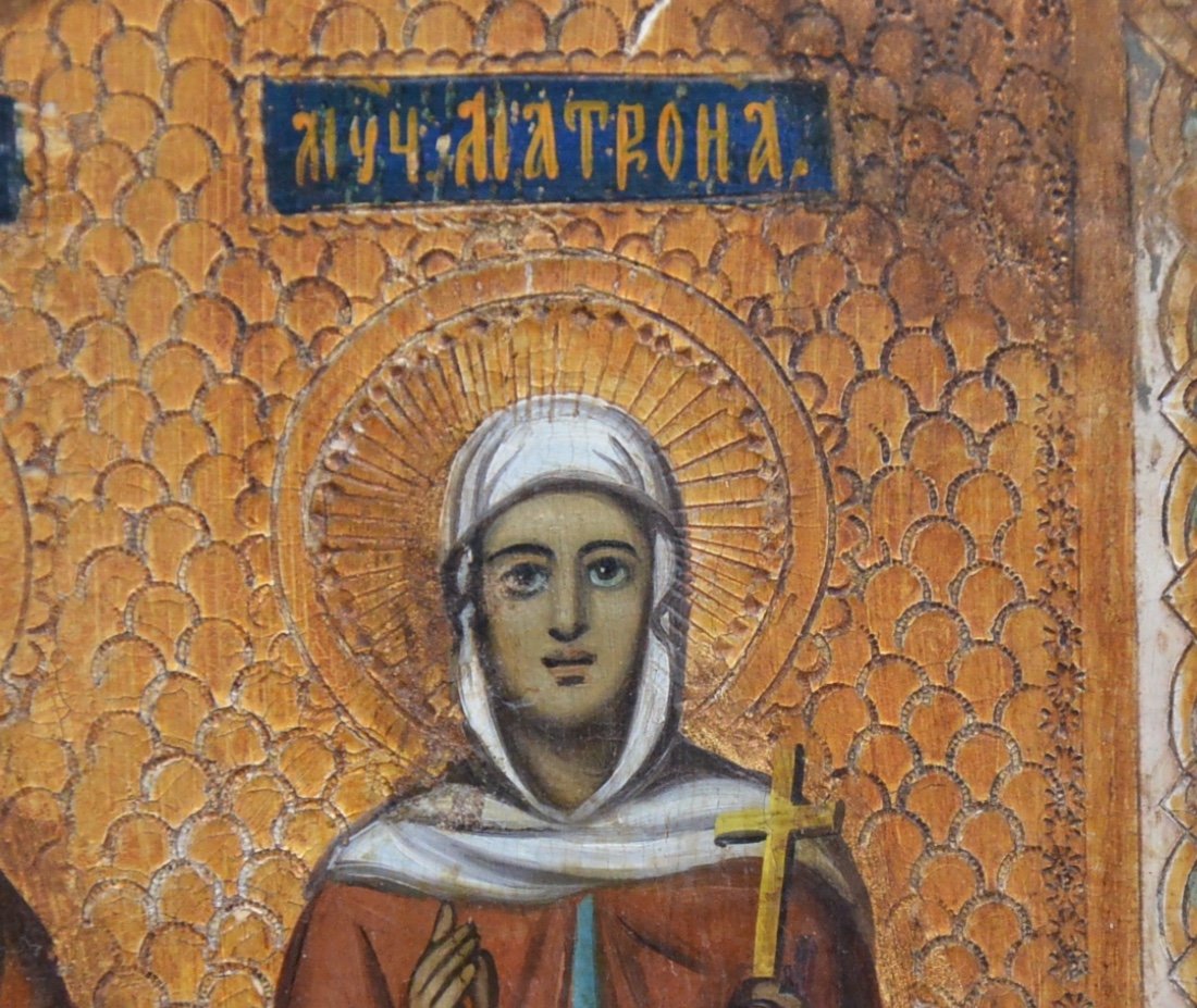 Russian Icon Saint Matron Saint John The Theologian And Saint Agrippina Crica 1900-photo-1