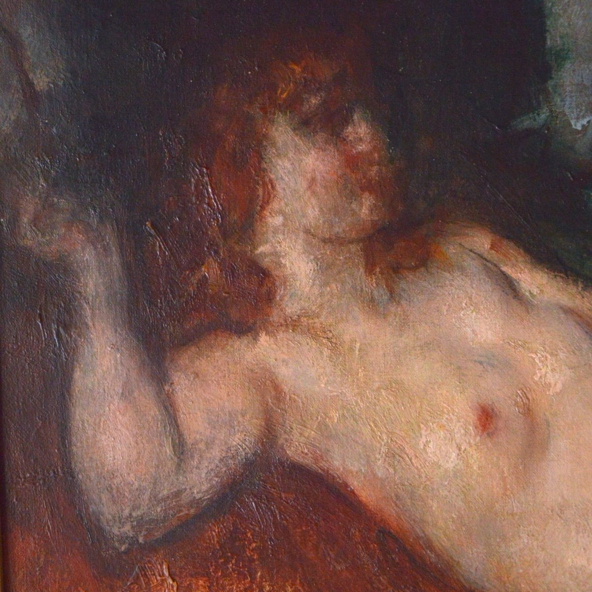 Jean Laudy (1877-1956) Belgian School Reclining Nude Oil On Canvas-photo-2