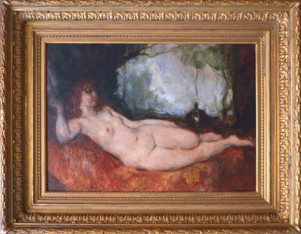 Jean Laudy (1877-1956) Belgian School Reclining Nude Oil On Canvas