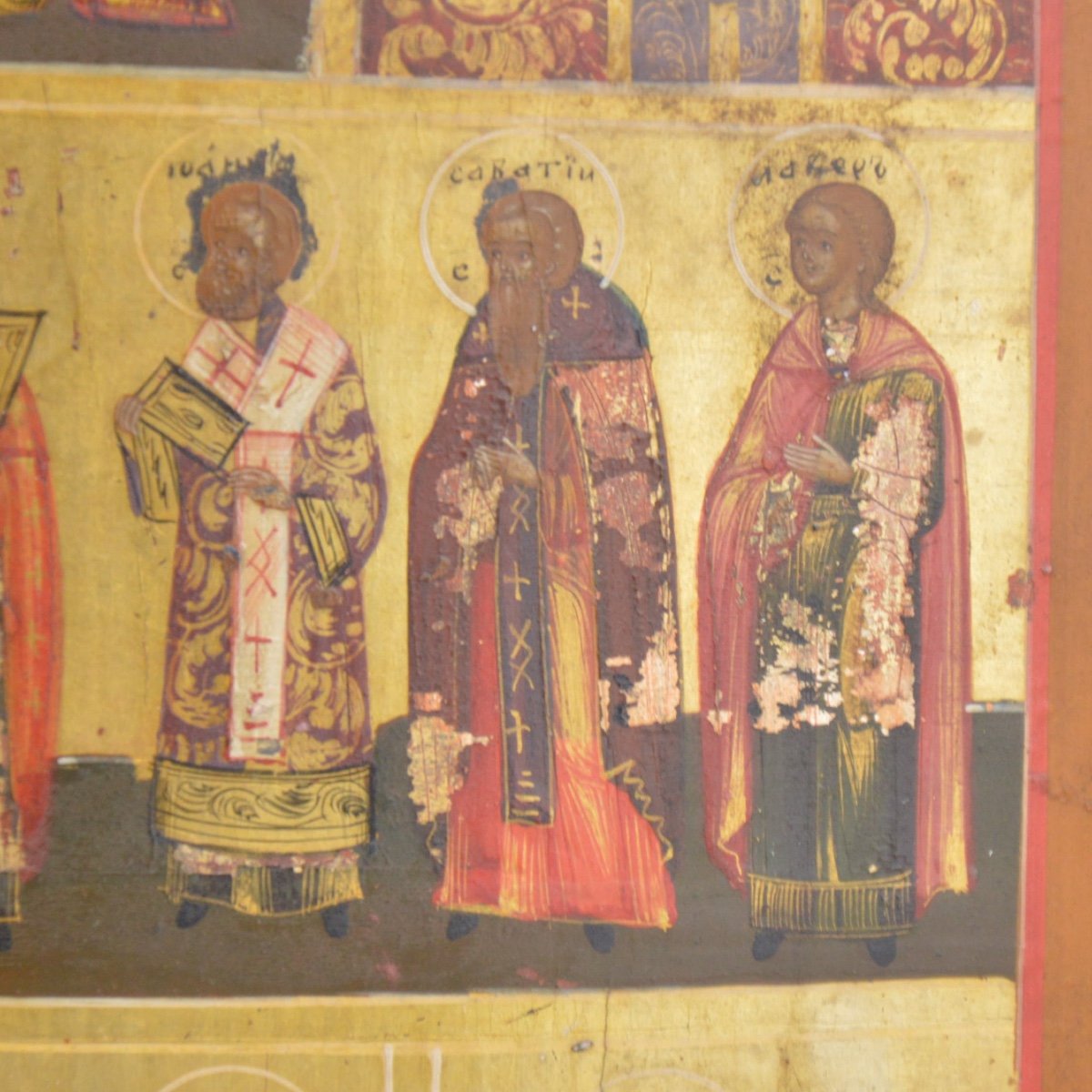 Russian Orthodox Icon With Three Scenes, 19th Century-photo-5