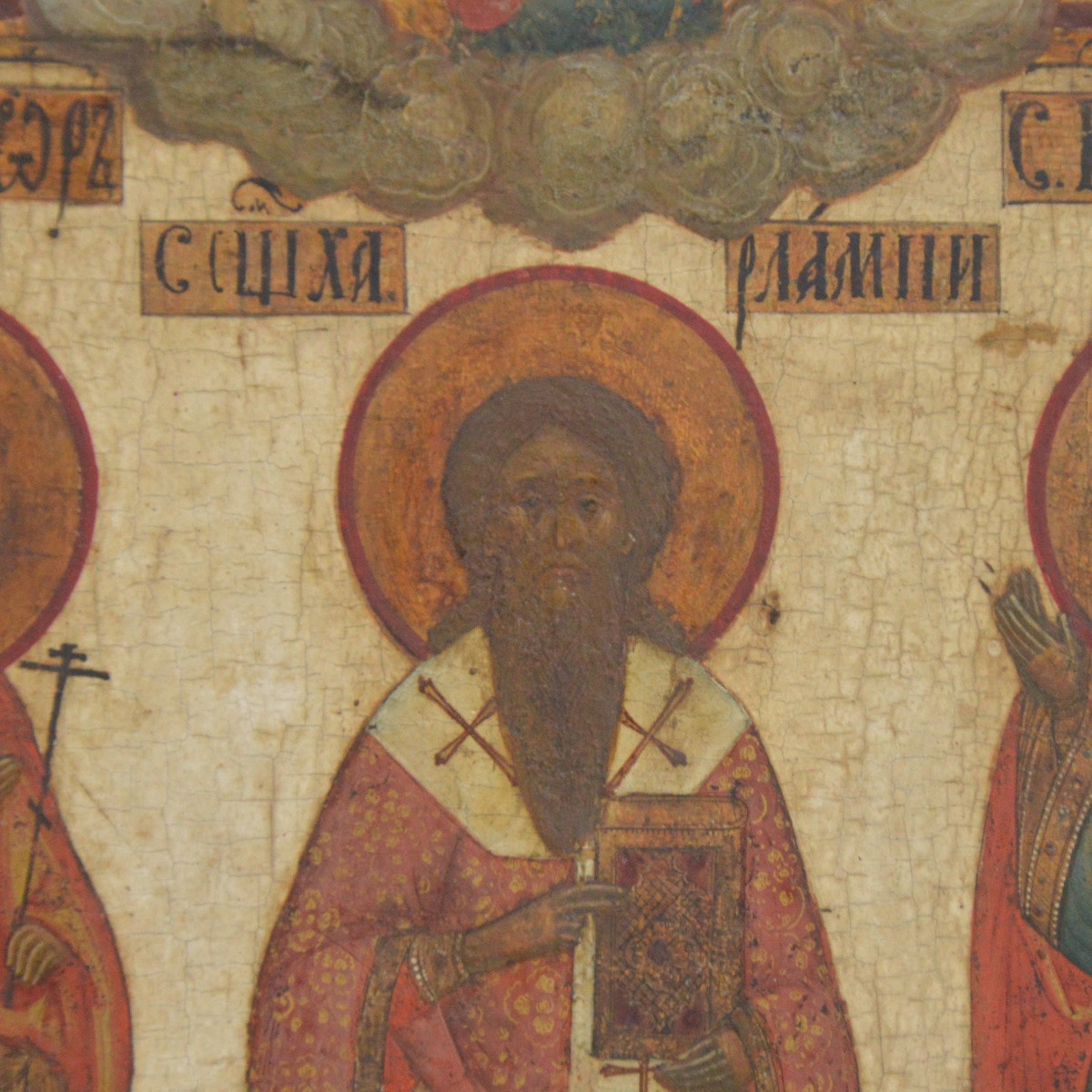 Russian Orthodox Icon Synaxis Of Saints - St Theodore, St Charalampos And St Barbara Late 19th Century-photo-3