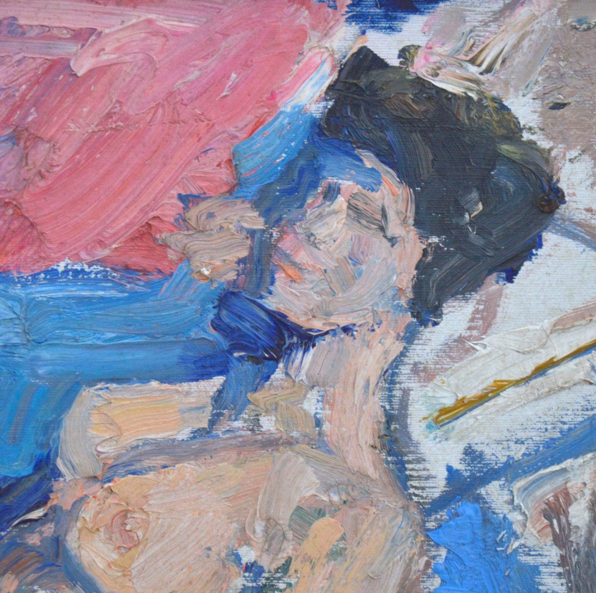 Albert De Deken (1915-2003) Allongée sur drap bleu (1988) Huile sur toile-photo-2
