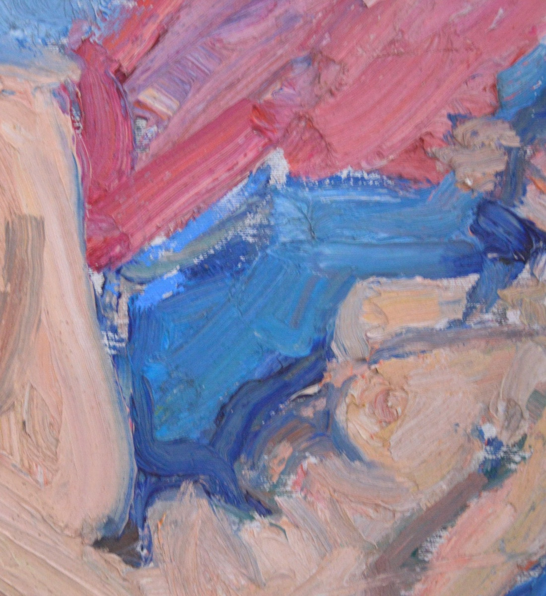 Albert De Deken (1915-2003) Allongée sur drap bleu (1988) Huile sur toile-photo-4