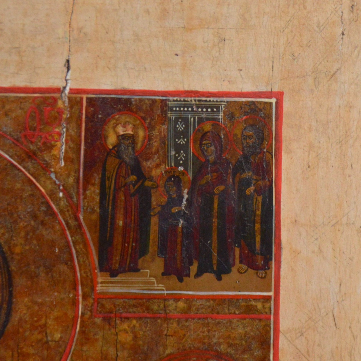 Icône Russe Orthodoxe de la Mère de Dieu avec scènes de sa vie (kleima) XXème-photo-3