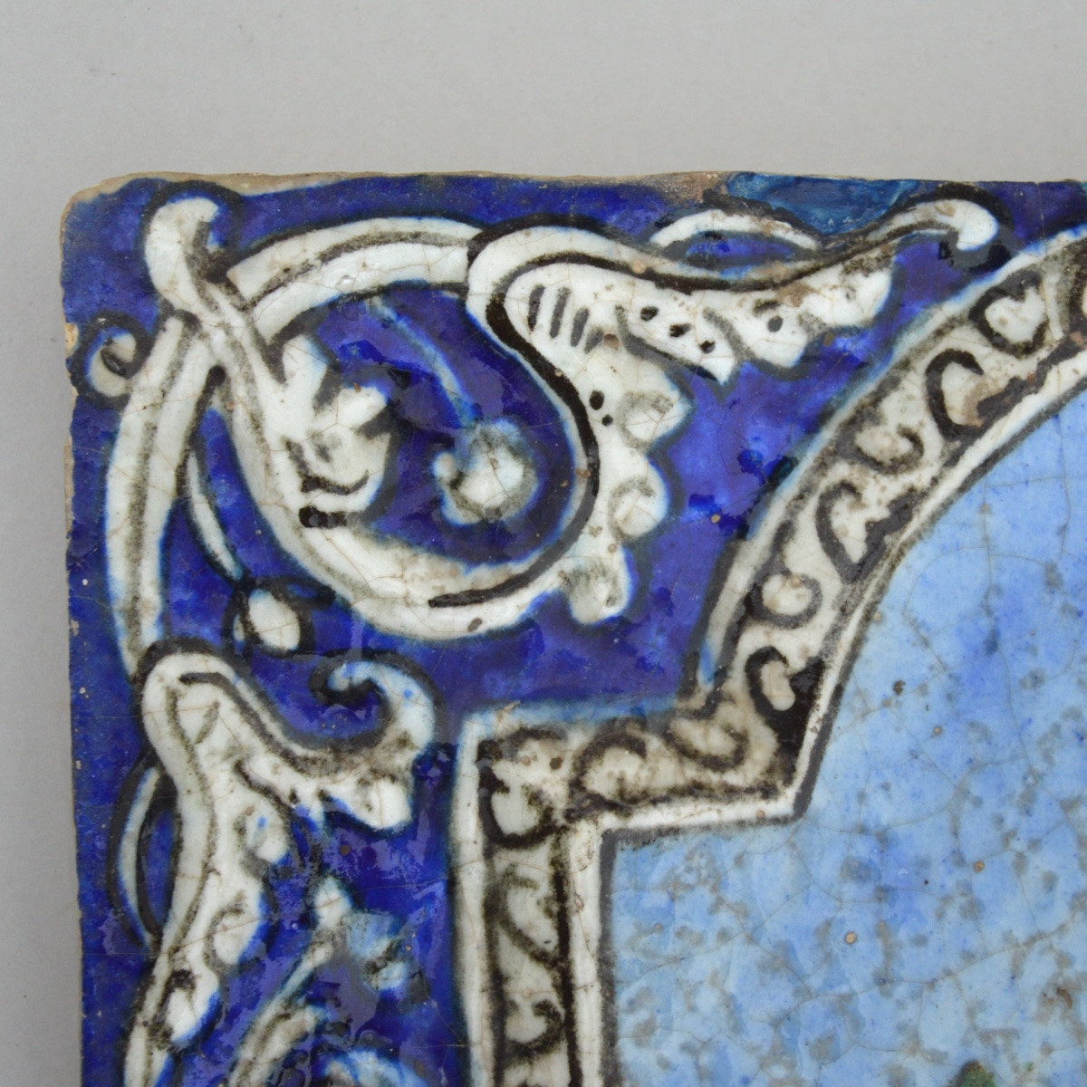 Persian Decorative Ceramic Tile With Painted Glaze, Circa 1900-photo-2