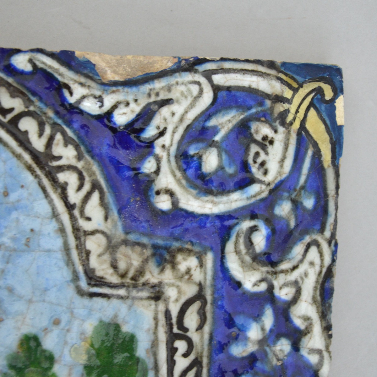 Persian Decorative Ceramic Tile With Painted Glaze, Circa 1900-photo-3