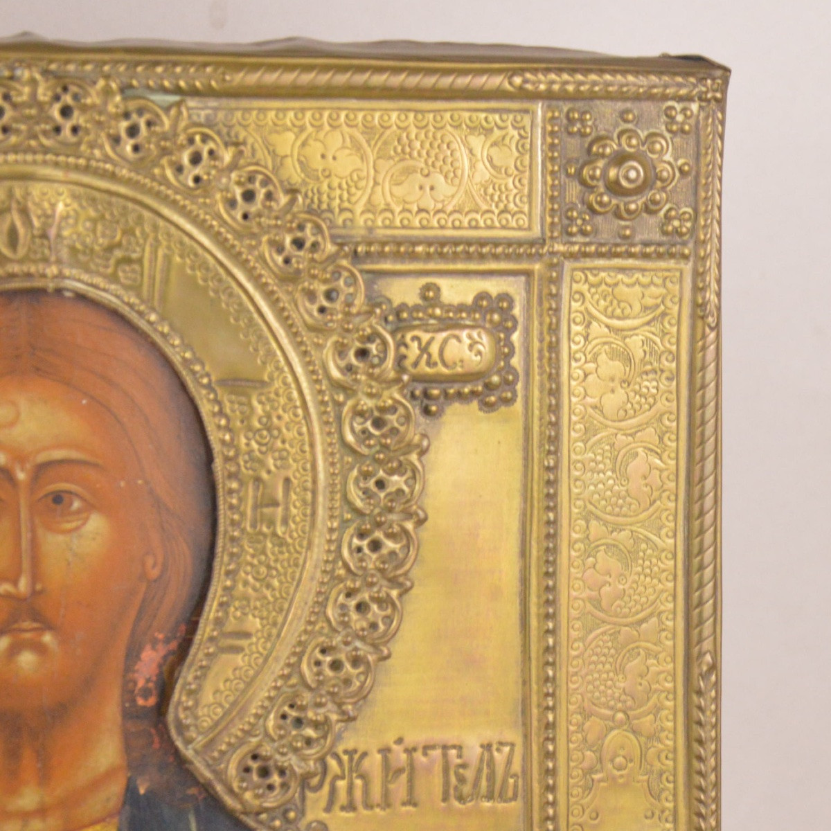 Icon Of Christ Pantocrator With Oklad, 19th Century-photo-5