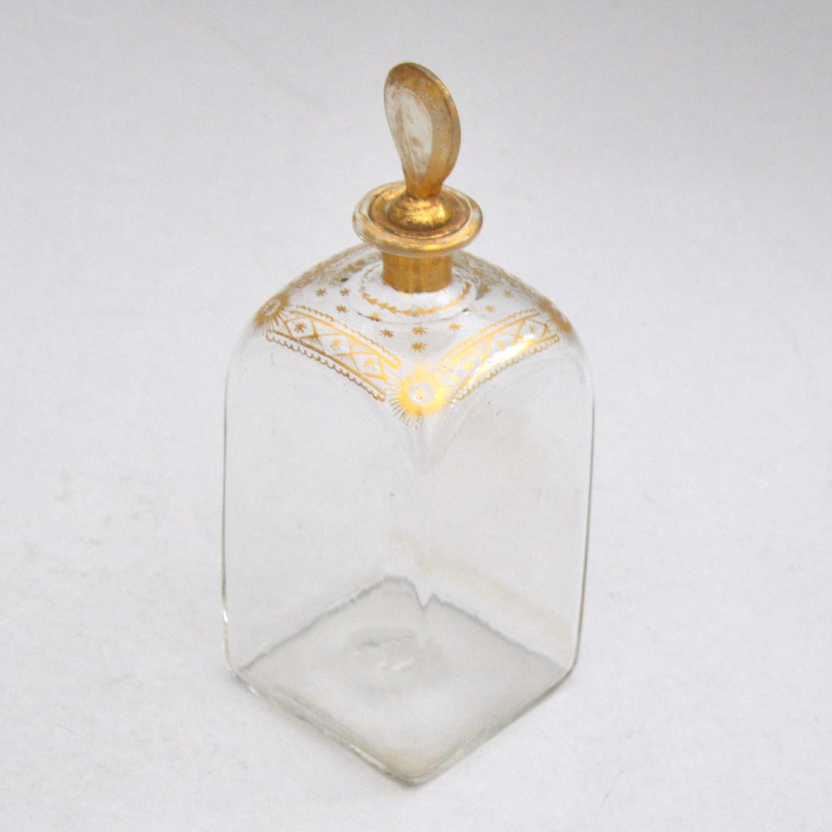 Antique Glass Bottle, Gilded Decoration Circa 1800-photo-2