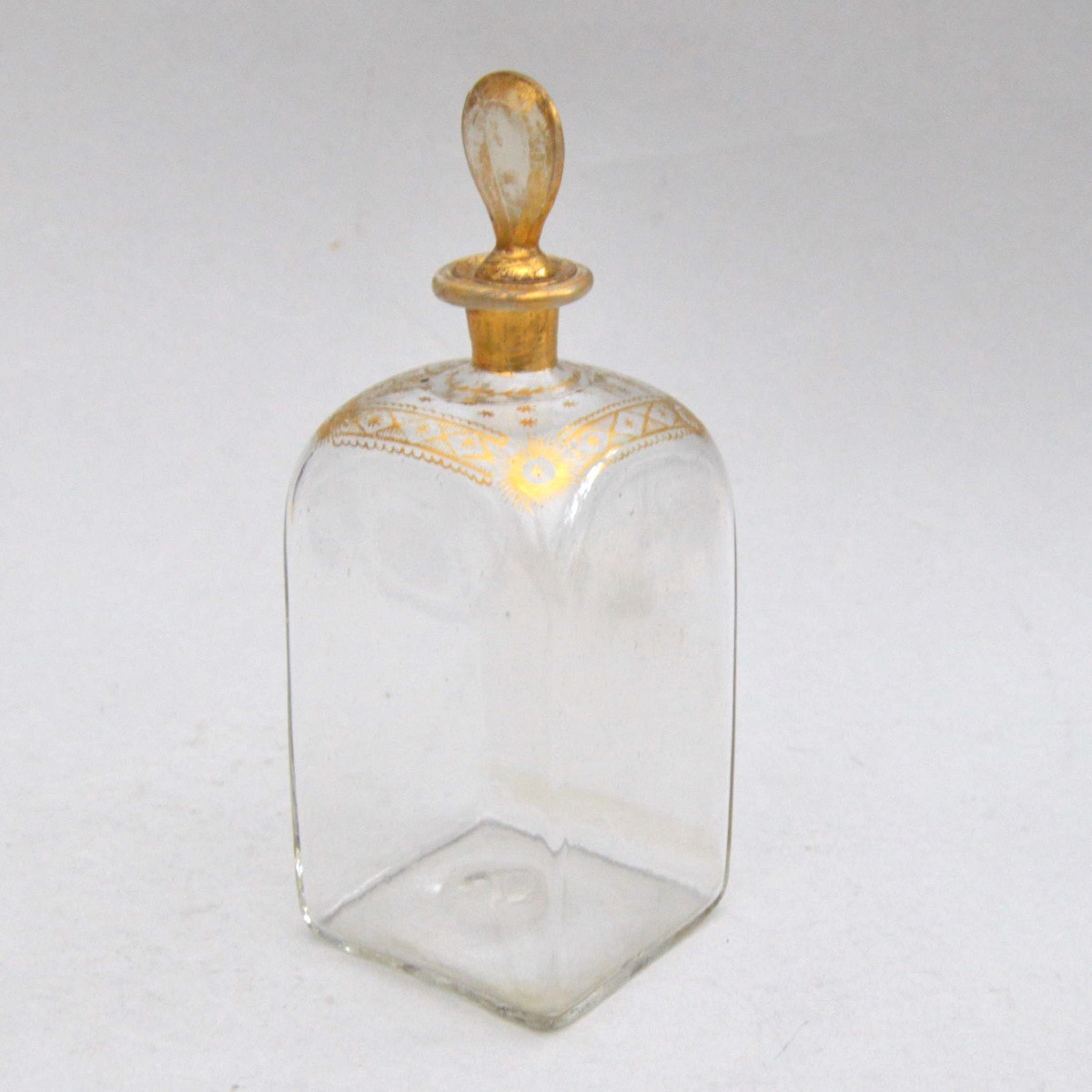 Antique Glass Bottle, Gilded Decoration Circa 1800-photo-3