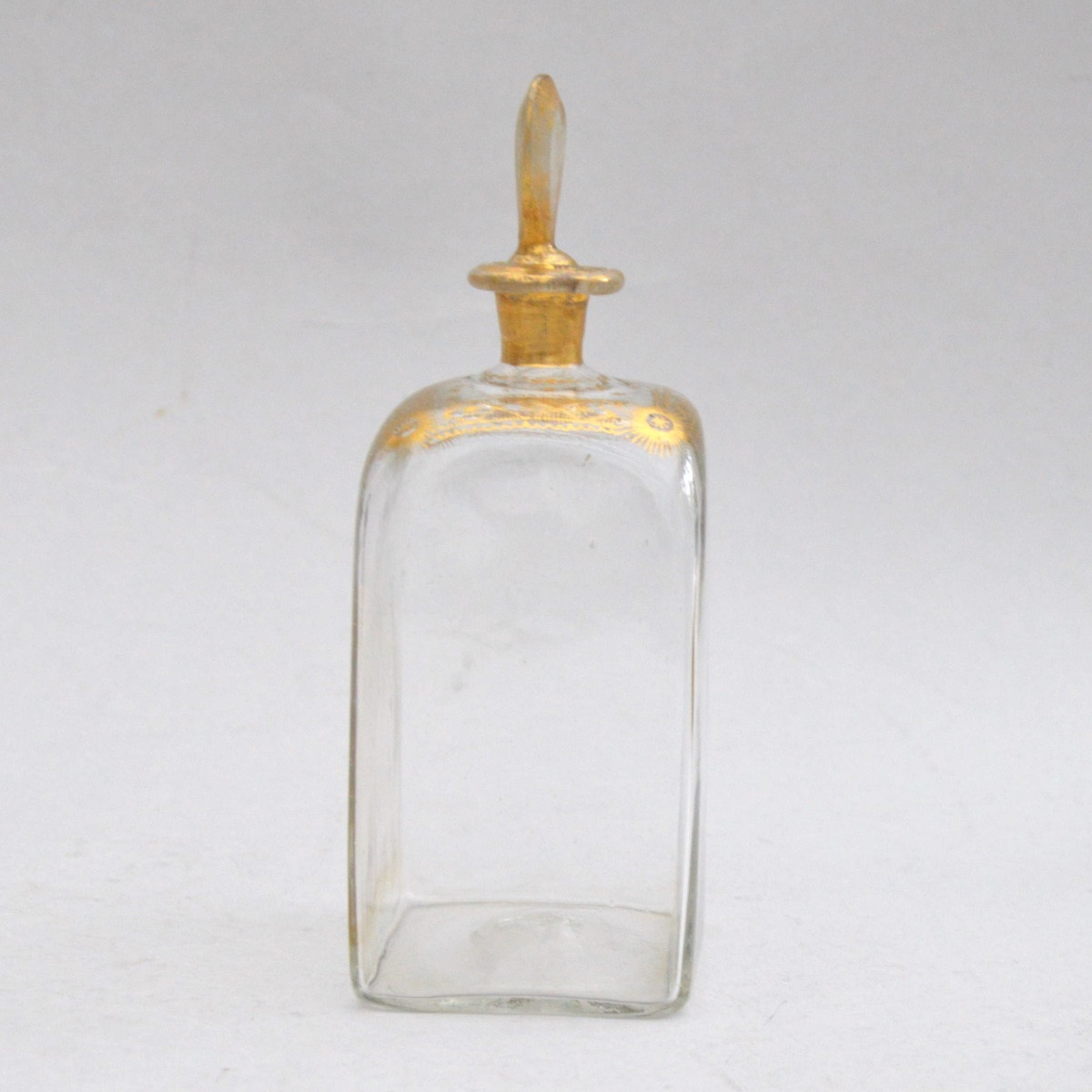 Antique Glass Bottle, Gilded Decoration Circa 1800-photo-4