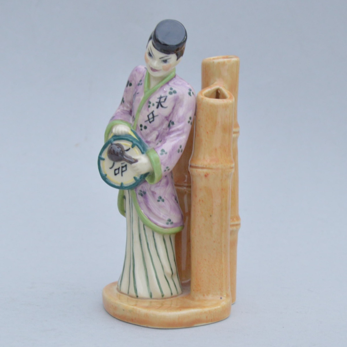 Vase porte-fleurs Art Déco ROBJ Paris La Japonaise en porcelaine émaillée - France vers 1930-photo-2