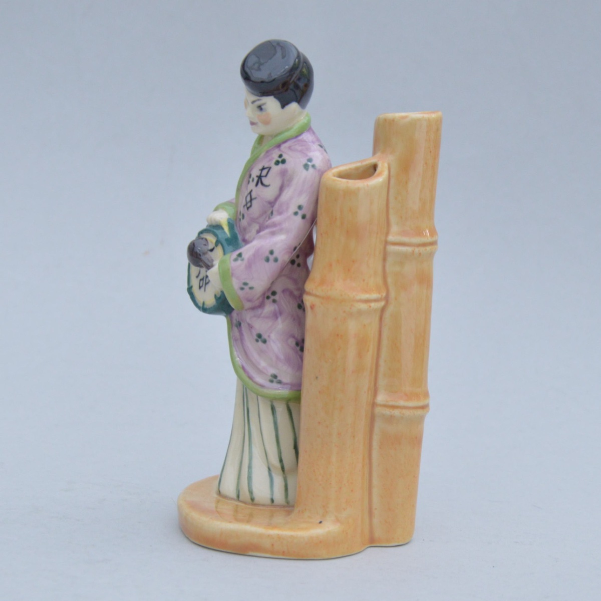 Vase porte-fleurs Art Déco ROBJ Paris La Japonaise en porcelaine émaillée - France vers 1930-photo-3