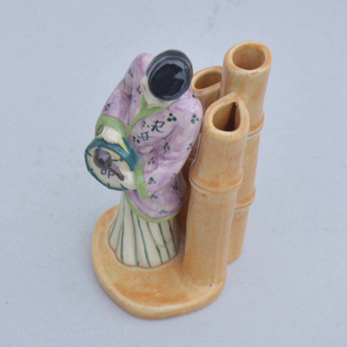 Vase porte-fleurs Art Déco ROBJ Paris La Japonaise en porcelaine émaillée - France vers 1930-photo-2