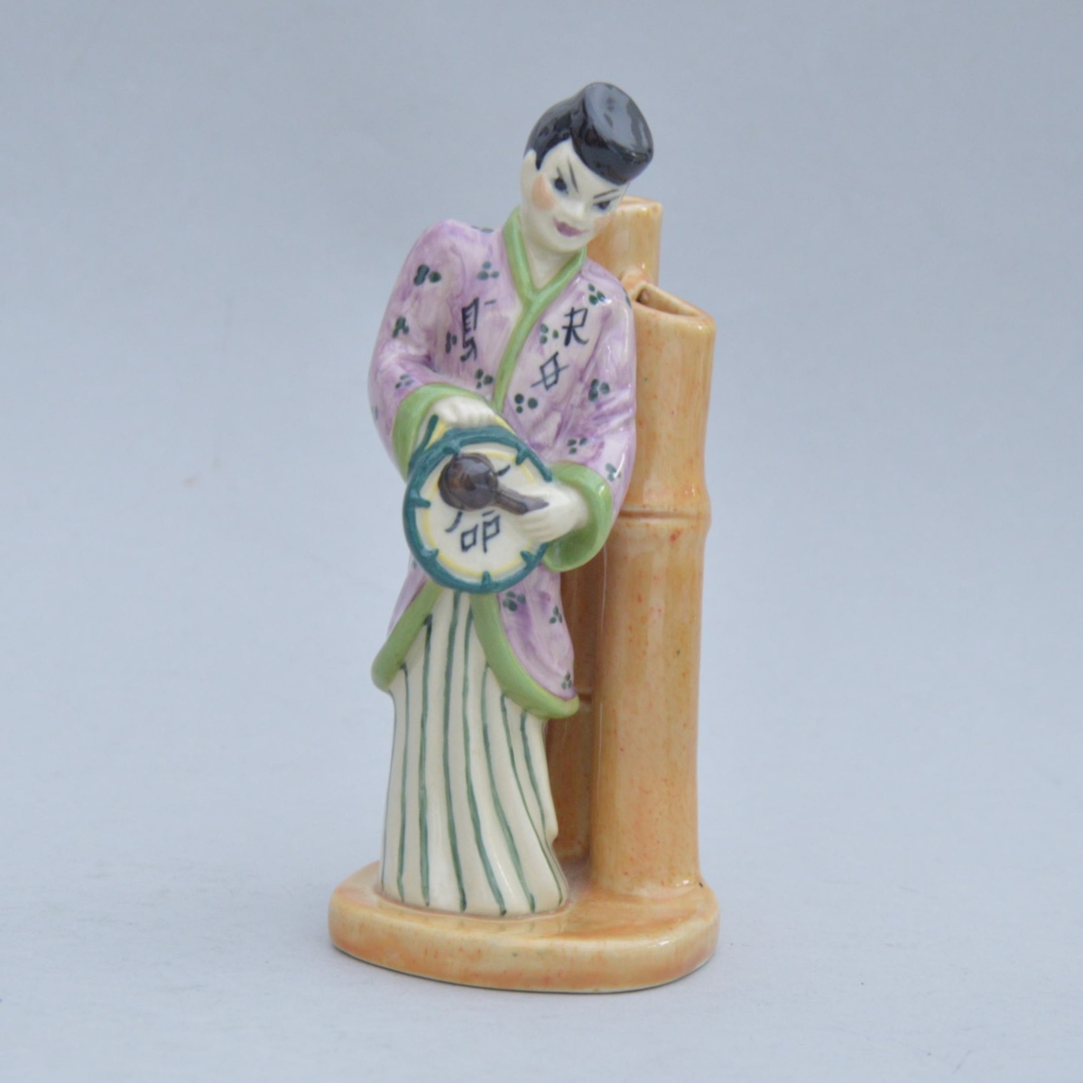 Vase porte-fleurs Art Déco ROBJ Paris La Japonaise en porcelaine émaillée - France vers 1930