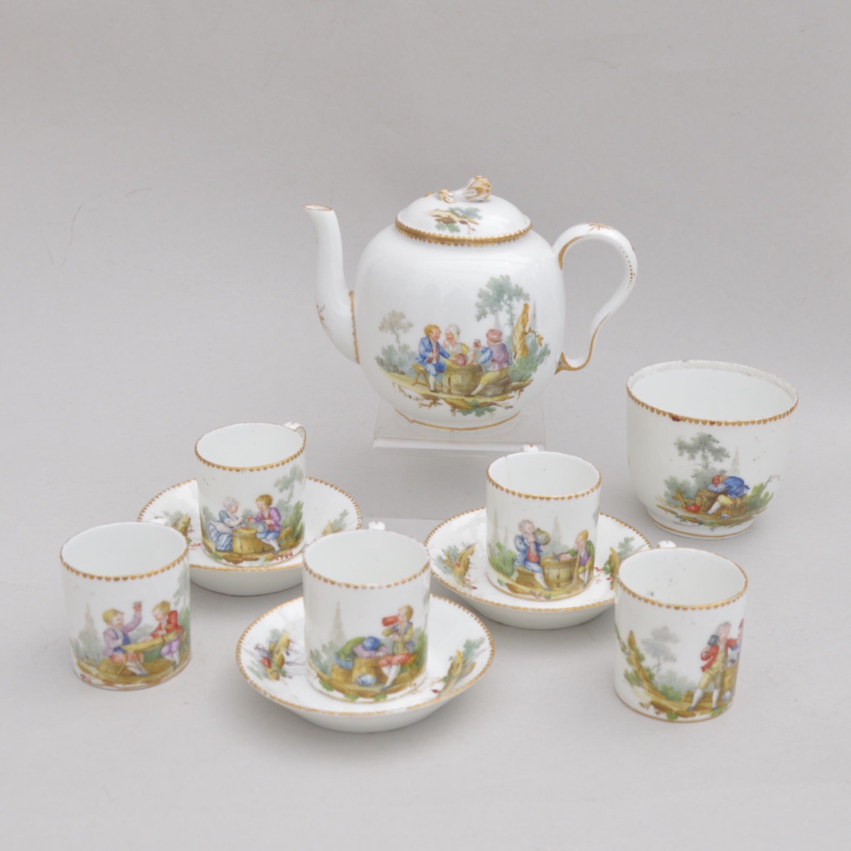 Soft-paste Porcelain Service Decorated With Scenes Of Children Reveling In Wine, Attributed To Vincennes, 18th Century