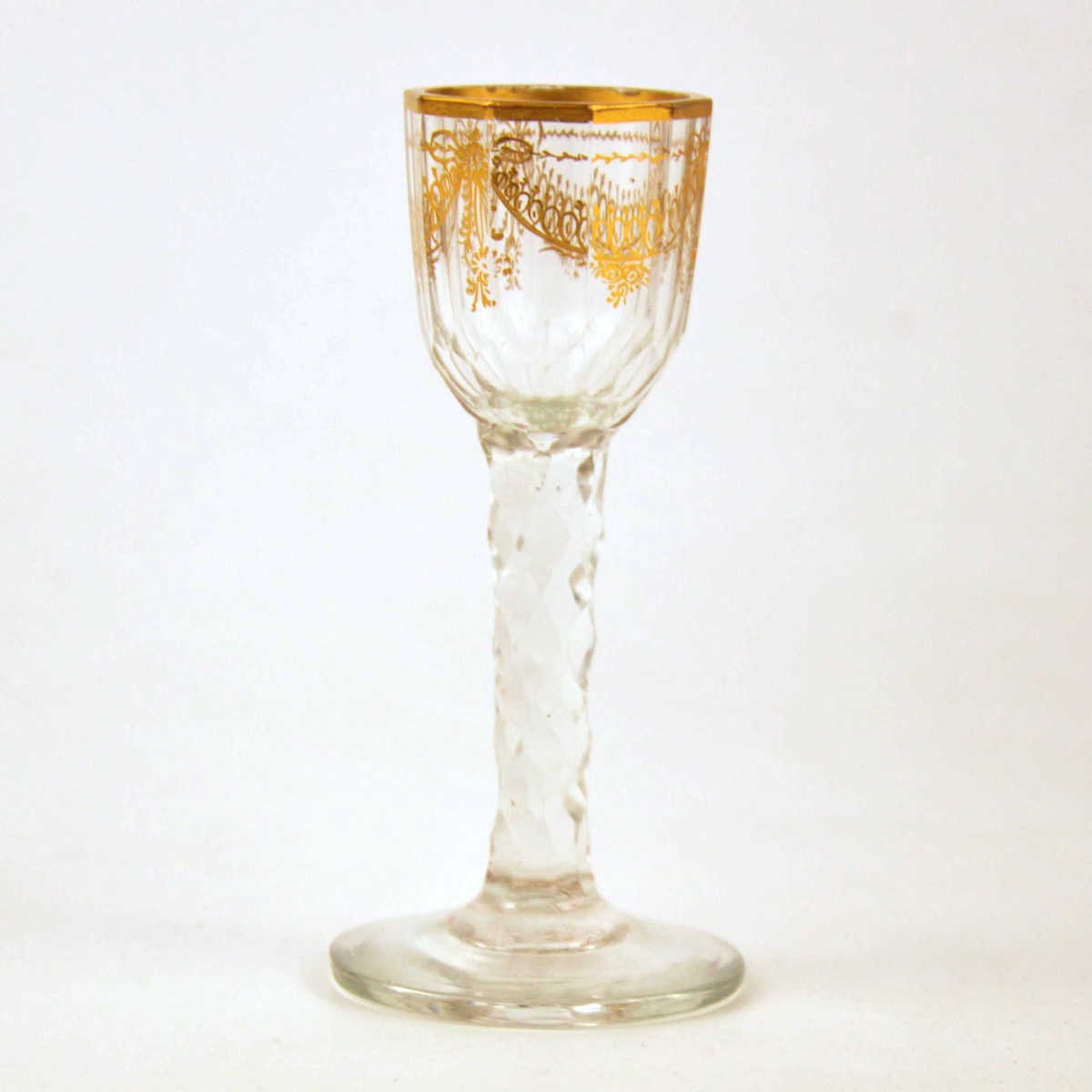Four Small Wine Glasses Made Of Cut And Gilded Glass, England, Circa 1780-photo-3