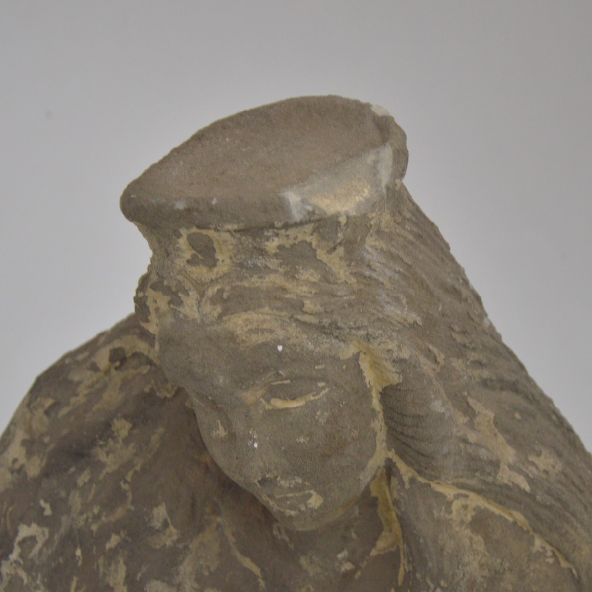 Veiled Bust Of A Saint, Carved From French Stone, Medieval Style, 19th Century-photo-3