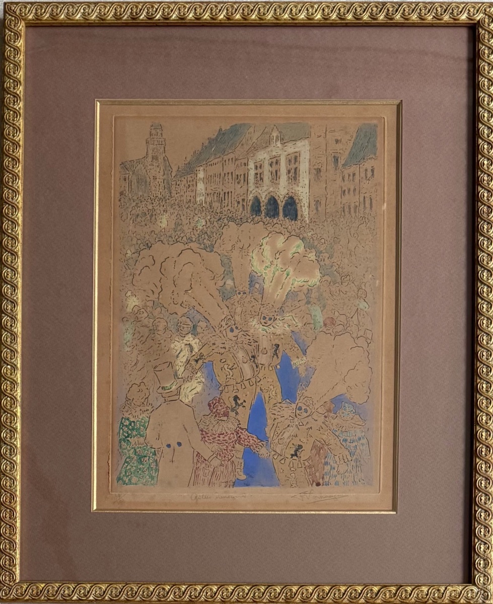 Fernand Verhaegen (1883–1975) The Dancing Gilles. Color Etching. Signed And Titled-photo-2