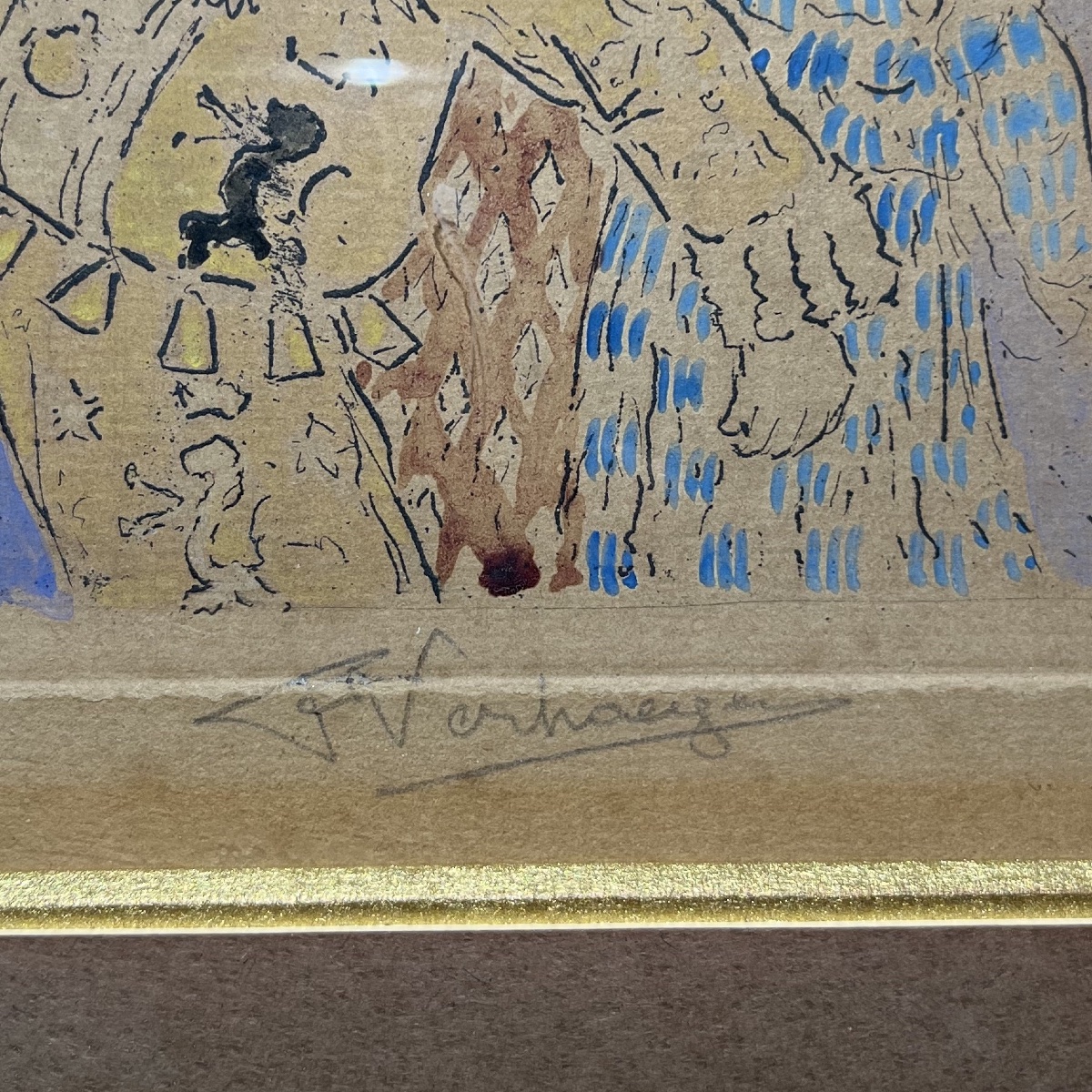 Fernand Verhaegen (1883–1975) The Dancing Gilles. Color Etching. Signed And Titled-photo-4