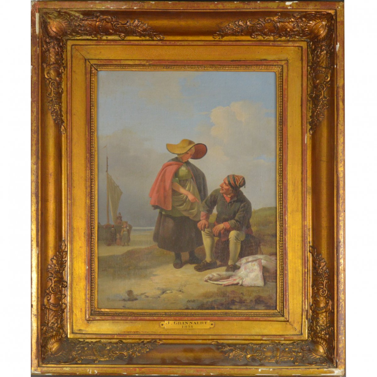 Jozef Geirnaert (1791-1859) Vendeur De Poissons Huile Sur Toile