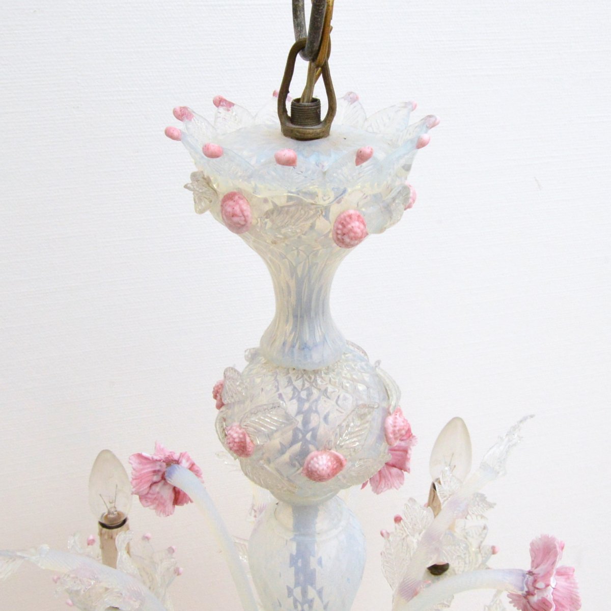 Venetian Opaline Murano Glass Chandelier With Six Branches-photo-2