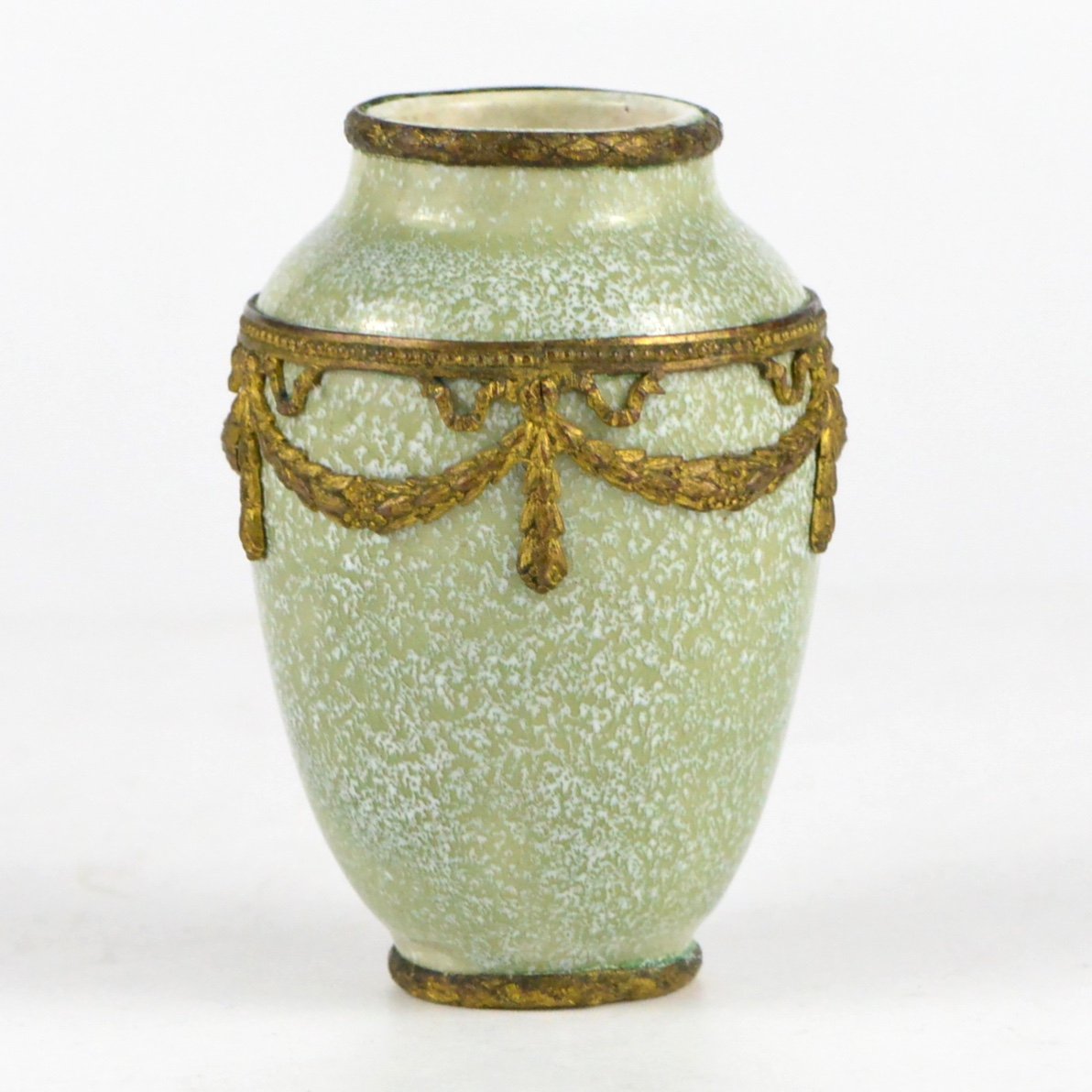 Paul Milet (1870-1950) Vase En Céramique De Sèvres Monté Metal Doré -photo-4