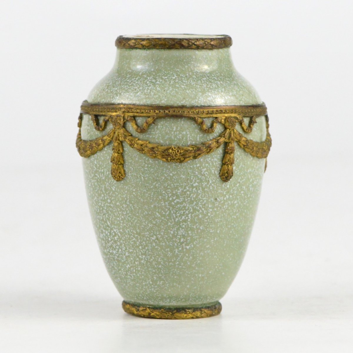 Paul Milet (1870-1950) Vase En C&eacute;ramique De S&egrave;vres Mont&eacute; Metal Dor&eacute; 