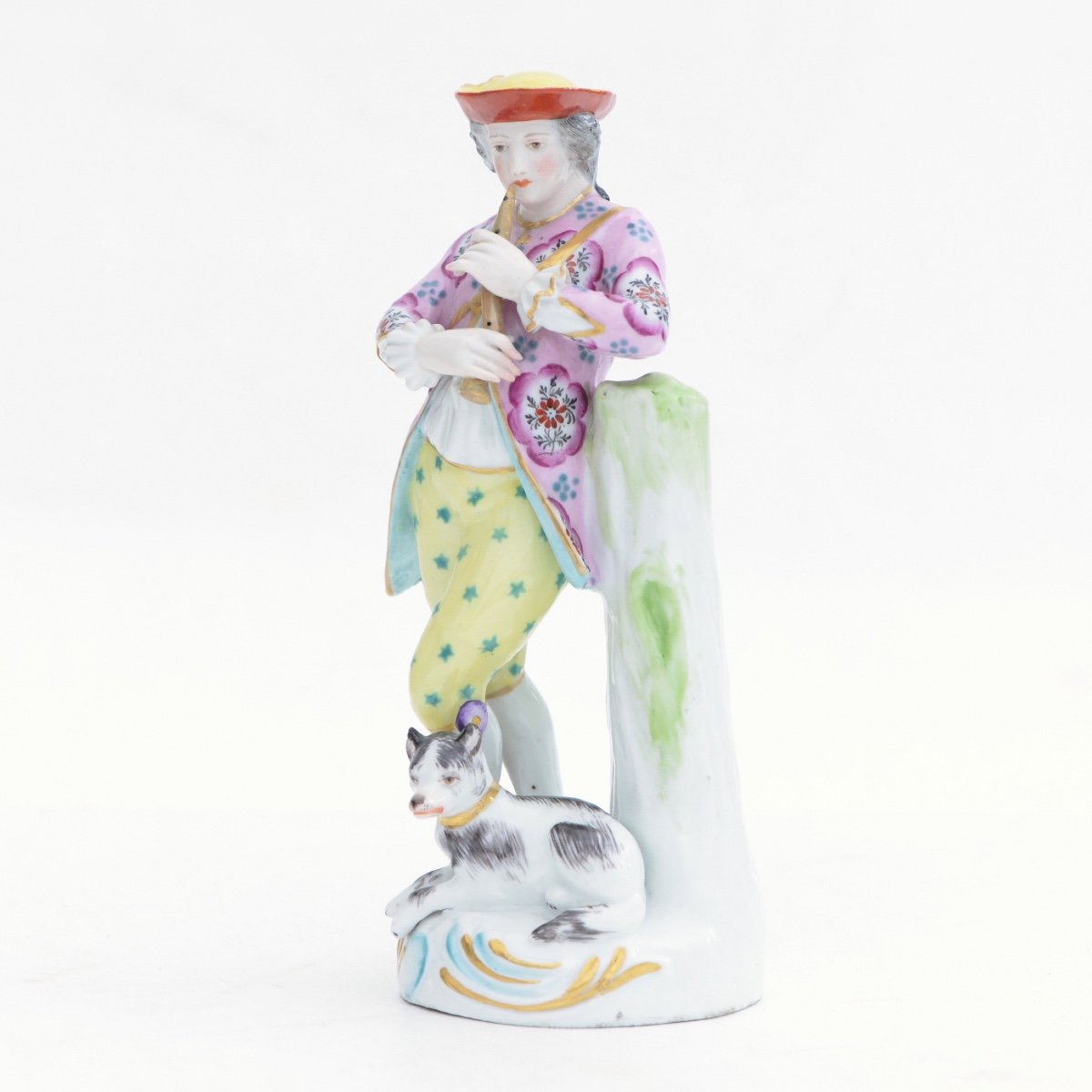 Figurine d'Un Berger En Porcelaine Polychrome XIXème-photo-2