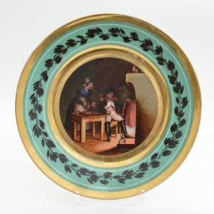Assiette En Porcelaine à Décor Médaillon Représentant Napoléon Et Frise De Feuillages XIXème