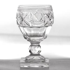 Charles X Goblet In Cut Crystal Monogrammed Jw 1824