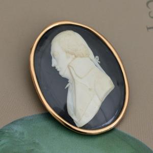  Miniature En Or 14k Avec Portrait Sur Ivoire Et ébène