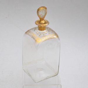 Flacon en verre ancien, décor doré Circa 1800
