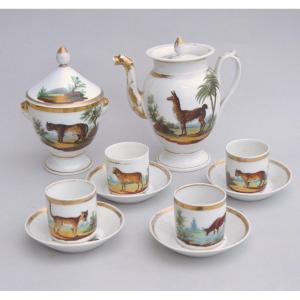 Service à café en porcelaine de Paris à décor d’animaux, XIXe siècle