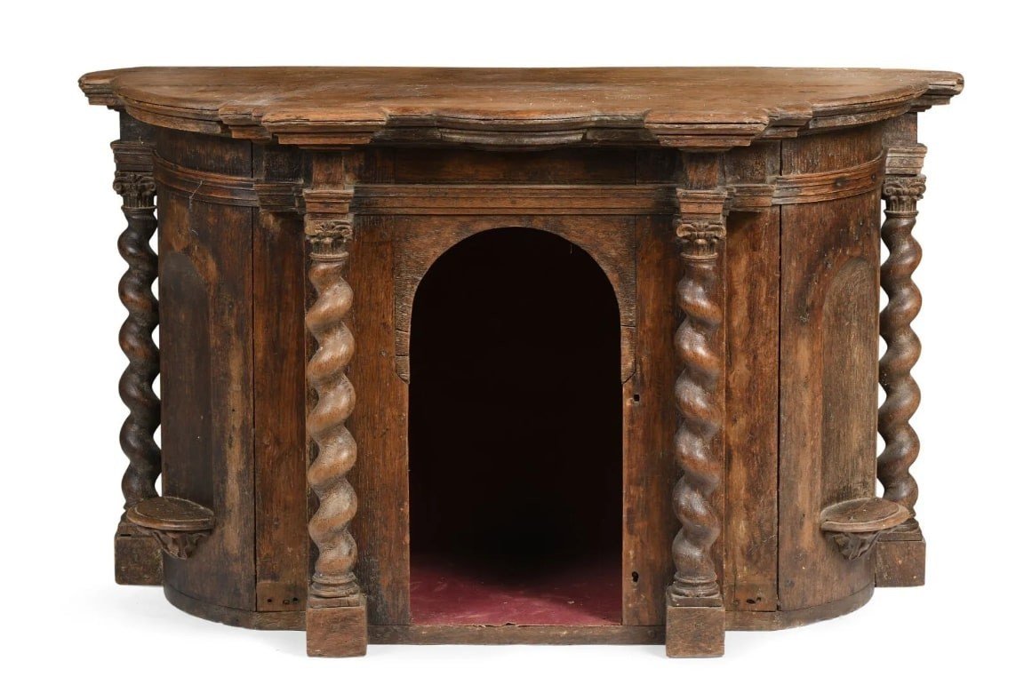 Half-moon Shaped Tabernacle, In Carved Molded Oak, France XVIIth Century