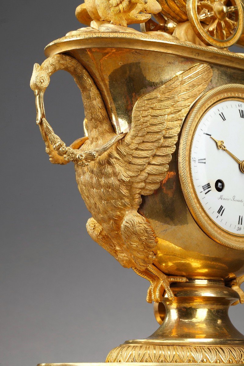 Empire Period Clock With Putto On A Chariot-photo-2